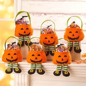 🆕Whimsical Reusable Pumpkin 6 Pack Treat Bags